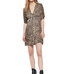 AllSaints Kota Leppo Leopard Print Dress Brown Tan Black Size Small